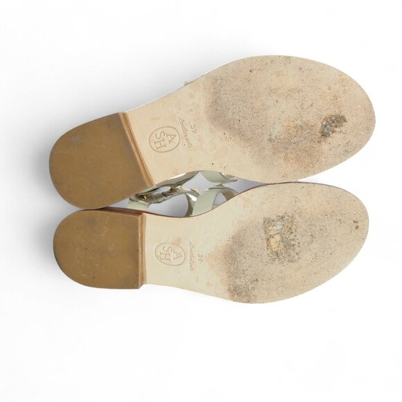 ASH Studded Leather Gladiator Sandals Women's 9/39 White / Gold Accents - Picture 8 of 10